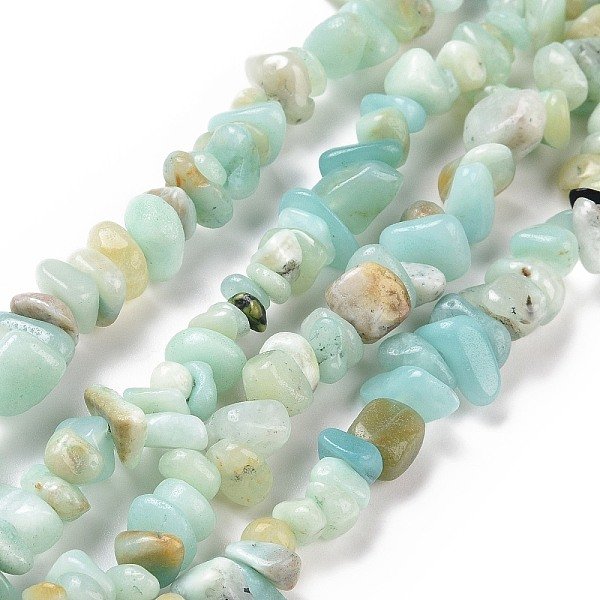 Natural Flower Amazonite Chips Beads Strands, Grade A, 5-8X5-8Mm, Hole: 1Mm, About 31.5 Inch-image