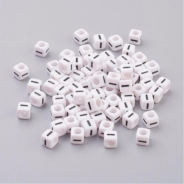 6Mm Buchstabe I Acryl Perlen, Horizontales Loch, WüRfel, Weiß, GrößE: Ca. 6 Mm Breit, 6 Mm Lang, 6 Mm Hoch, Bohrung: 3.2 Mm, Ca. 300 Stk. / 50 G-image