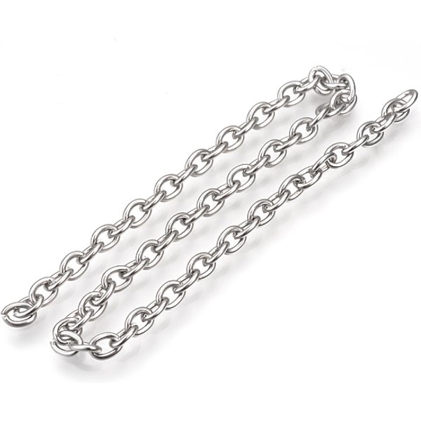 Tarnish Resistant 304 Stainless Steel Cable Chains, Unwelded, With Spool, Oval, Stainless Steel Color, 4X3X0.8Mm, About 82.02 Feet(25M)/Roll-image