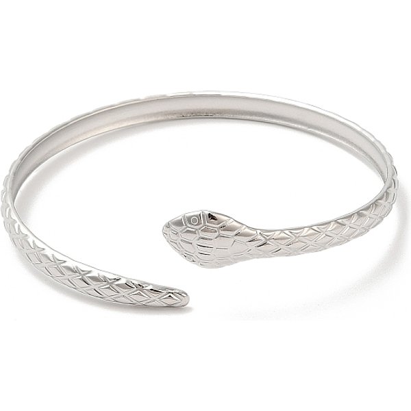 AnlaufgeschüTzte Armreifen Aus 304 Edelstahl, Armreifen Mit Schlangenmanschette, Schmuck FüR Frauen, Edelstahl Farbe, Innendurchmesser: 2-1/4 Zoll (5.7 Cm)-image