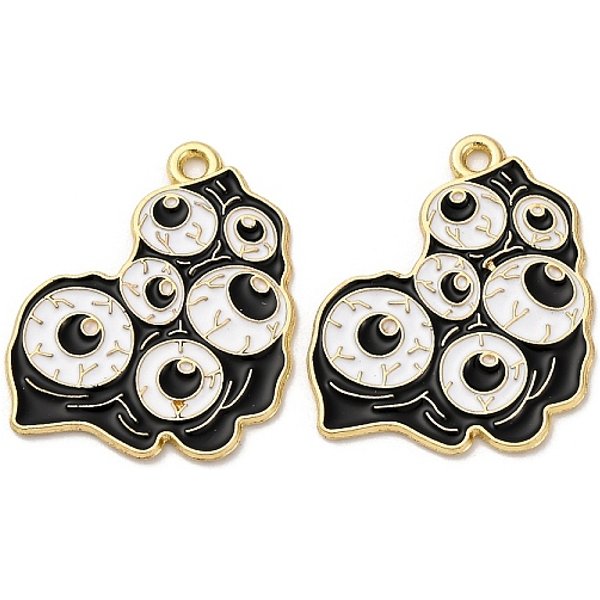 Halloween Alloy Enamel Pendants, Golden, Ghost, 26X22X1Mm, Hole: 1.6Mm-image