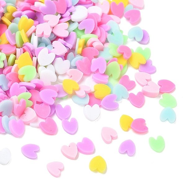 Handmade Polymer Clay Cabochons, Heart, Mixed Color, 4.5-5X4-4.5X1-2.5Mm, About 7692Pcs/1000G-image