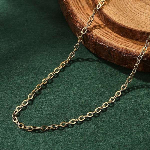 Ion Plating(Ip) 304 Stainless Steel Cable Chain Necklace, With Lobster Claw Clasps, Real 18K Gold Plated, 23.6 Inch(60Cm), 1.6Mm-image