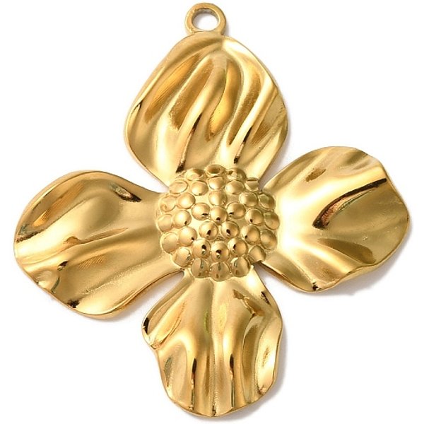 Colgantes De Acero Inoxidable 304 Con Revestimiento IóNico (Ip), Charm De Flores, Real 18K Chapado En Oro, 32X29X3Mm, Agujero: 1.6 Mm-image