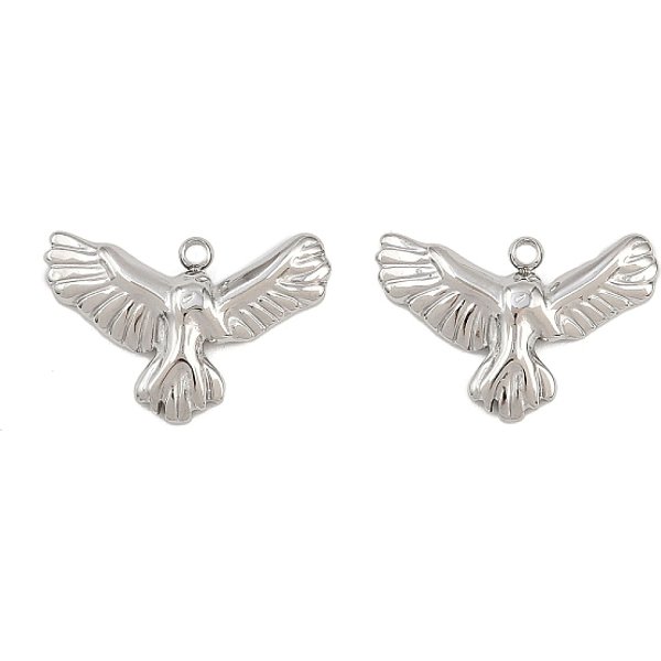 304 Stainless Steel Pendants, Eagle, Stainless Steel Color, 13.5X20X3Mm, Hole: 1.5Mm-image