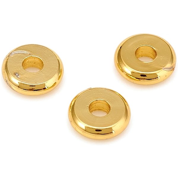 Messing-Abstandshalterkugeln, Langlebig Plattiert, Flachrund, Golden, 6X1.7 Mm, Bohrung: 1.8 Mm-image