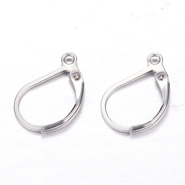 AnlaufgeschüTzte OhrringbeschläGe Aus Edelstahl 304 Mit Klappverschluss, Mit Schleife, Edelstahl Farbe, 16X10.5X2 Mm, Bohrung: 1.5 Mm, Stift: 1 Mm-image