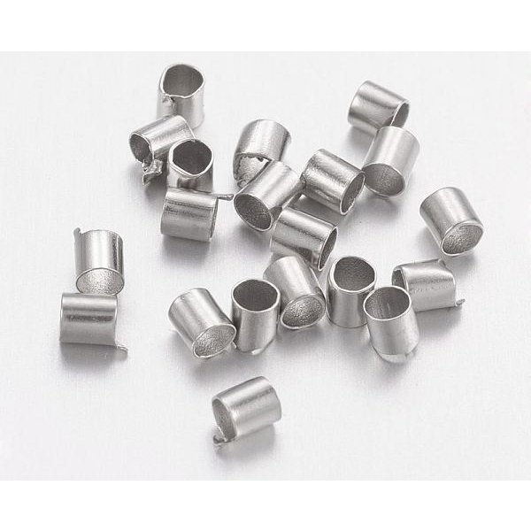 Brass Crimp Beads, Tube, Platinum, 2X2X0.15Mm, Hole: 1.5Mm-image