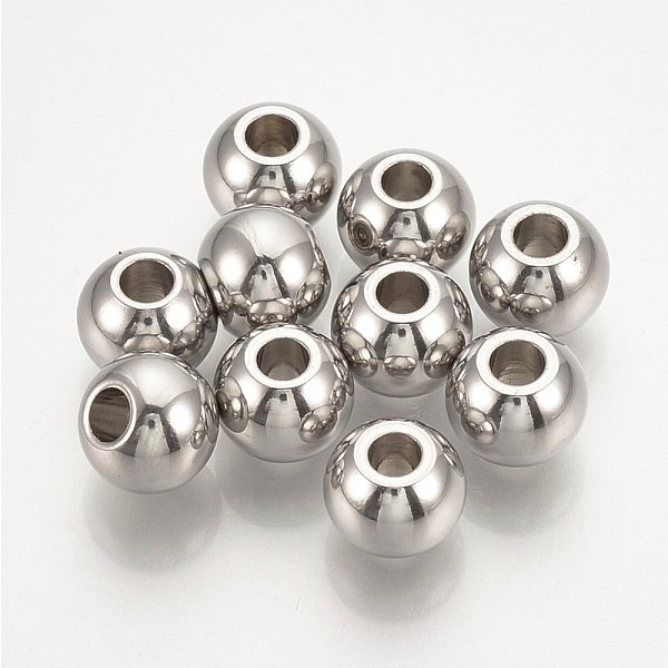 Tarnish Resistant 304 Stainless Steel Spacer Beads, Cadmium Free & Lead Free, Round, Stainless Steel Color, 4X3Mm, Hole: 1.5Mm-image