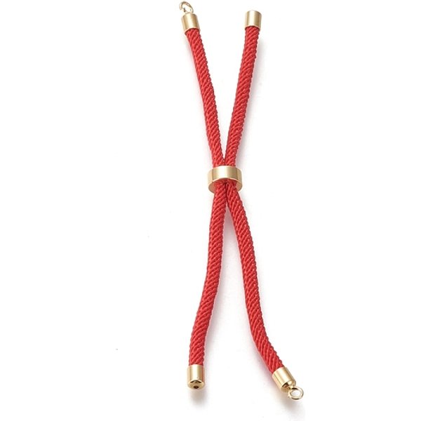 FabricacióN De Pulsera De Hilo Trenzado De Nylon, FabricacióN De Pulsera Deslizante, Con Fornituras De LatóN, Dorado, Rojo, 8.66-9.06 Pulgada (22-23 Cm), Agujero: 2.8 Mm, Longitud De Una Sola Cadena: Aproximadamente 4.33-4.53 Pulgada...-image