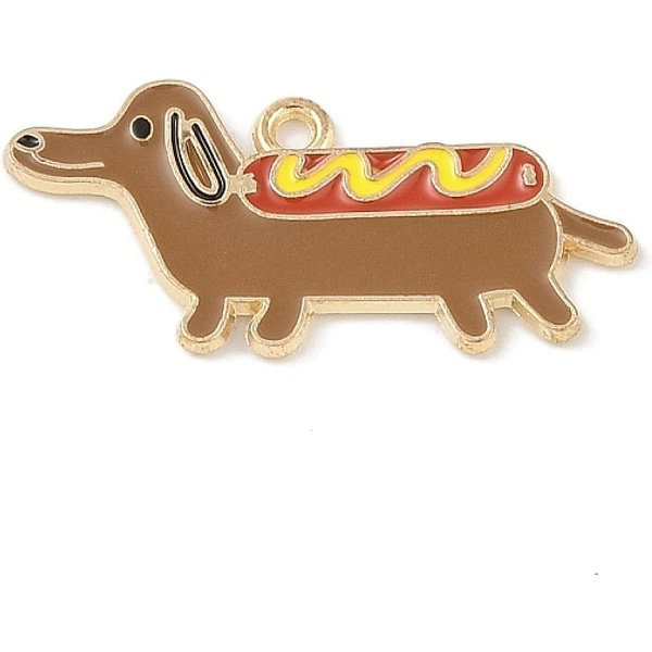 Alloy Enamel Pendants, Light Gold, Hot Dog Charm, Camel, 14.5X29.5X1.5Mm, Hole: 1.6Mm-image
