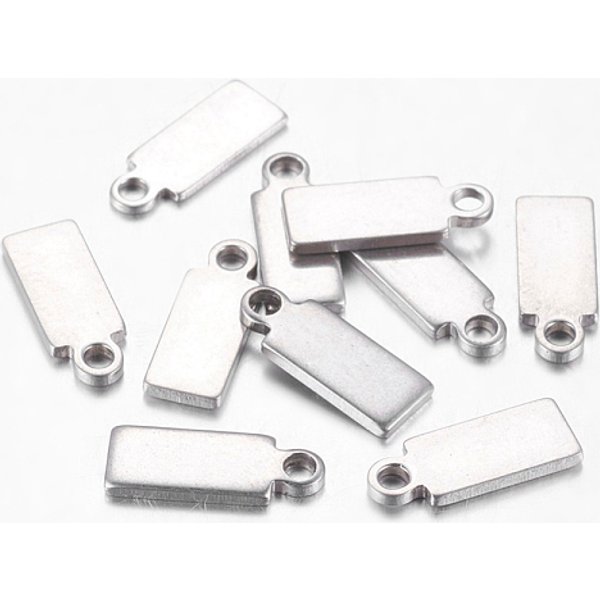 Tarnish Resistant 304 Stainless Steel Stamping Blank Tag Pendants, Rectangle, Stainless Steel Color, 11X4X1Mm, Hole: 1.5Mm-image