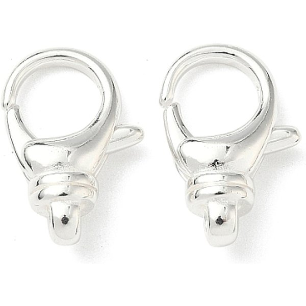 Messing KarabinerverschlüSse Spangen, Bleifrei Und Cadmium Frei, 925 Sterling Versilbert, 20X13X6 Mm, Bohrung: 2.5 Mm-image