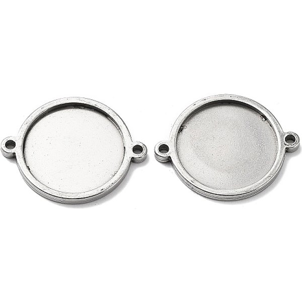 Configuraciones De Conector De CabujóN De Acero Inoxidable 201 Que No Se Deslustran, Plano Y Redondo, Color Acero Inoxidable, Bandeja: 20 Mm, 23.4X29.2X2.3Mm, Agujero: 2 Mm-image