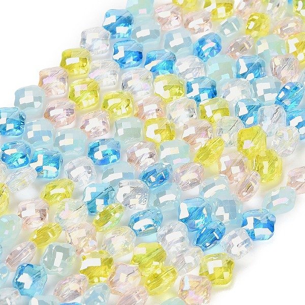 Electroplated Glass Beads Strands, Clover, Faceted, Light Sky Blue, 8.5X8.5X5Mm, Hole: 1.2Mm, About 48-50Pcs/Strand, 40-41.5Cm-image