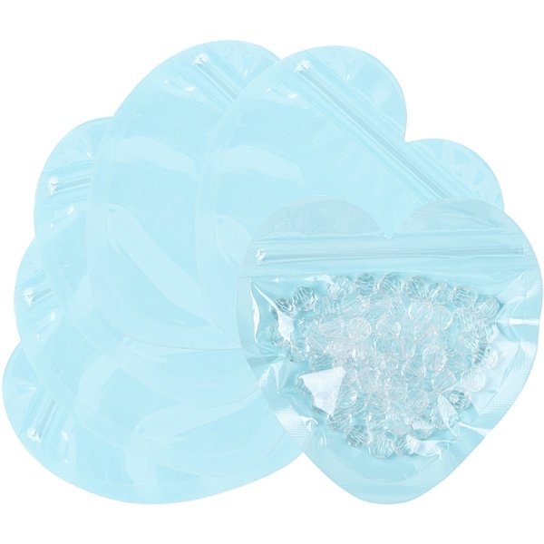 50 Pz Sacchetti Con Chiusura Lampo Per Imballaggio In Opp, Con Finestra Chiara, Buste Autosigillanti Superiori, Cuore, Cielo Azzurro, 10X10Cm, Spessore Unilaterale: 2.7 Mil (0.07 Mm)-image
