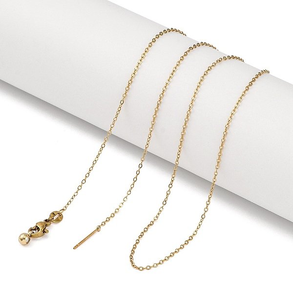 Collane A Catena In Acciaio Inossidabile 304 Placcate Ioni (Ip), Collane Scorrevoli Regolabili Per Donna, Vero Placcato Oro 18K, 20.04 Pollice (50.9 Cm)-image