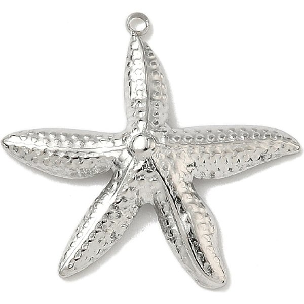 AnhäNger Aus Edelstahl 304, Seestern Charms, Edelstahl Farbe, 27X29X4 Mm, Bohrung: 1.6 Mm-image