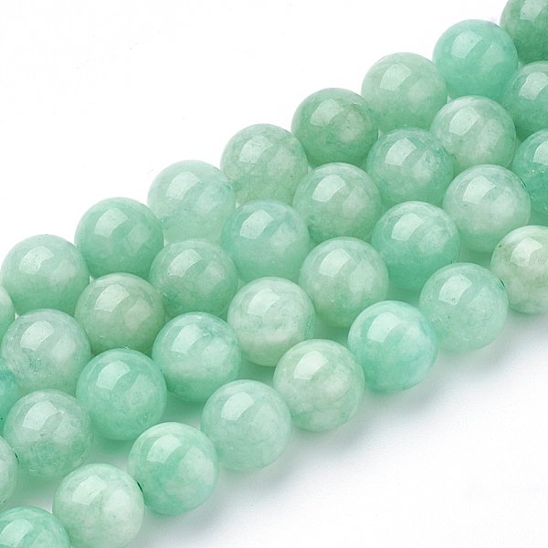 Natural Myanmar Jade/Burmese Jade Beads Strands, Round, Dyed, 6Mm, Hole: 1Mm, About 62Pcs/Strand, 15.5 Inch-image