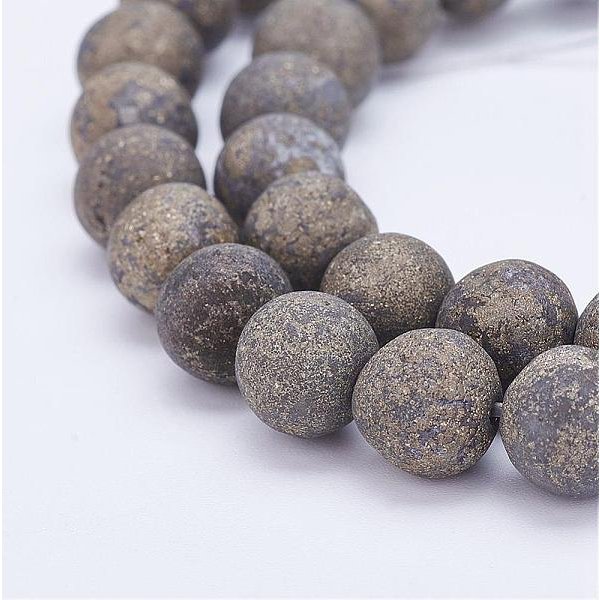 NatüRliche Pyrit PerlensträNge, Runde, Matt, 8.5 Mm, Bohrung: 1 Mm, Ca. 48 Stk. / Strang, 15 Zoll-image