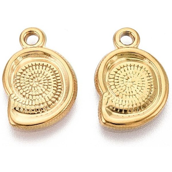 Pendentifs En Acier Inoxydable 304, Breloque Coquillage En Spirale, Placage Ionique (Ip), VéRitable 18K Plaqué Or, 16X10.5X1.5Mm, Trou: 1.6Mm-image