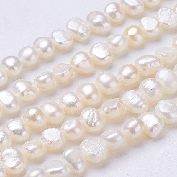 Natural Cultured Freshwater Pearl Beads Strands, Nuggets, Seashell Color, 7-8X6-7X5-6Mm, Hole: 0.5Mm, About 55-56Pcs/Strand, 13.39 Inch(34Cm)-image