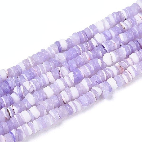 Chapelets De Perles De Coquille De Trochid / Trochus Coquille, Teinte, Plat Rond, Lilas, 2.5-3.5X0.2-3Mm, Trou: 0.5-0.6Mm, Environ 270-290 Pcs/Chapelet, 14.96-15.35 Pouce (38-39 Cm)-image