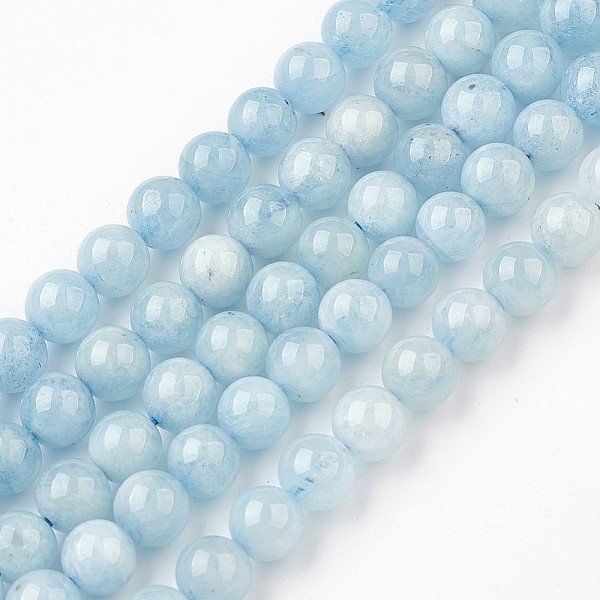 NatüRliche Aquamarin Perle SträNge, Runde, 6-6.5 Mm, Bohrung: 0.5 Mm, Ca. 66 Stk. / Strang, 15.9 Zoll (40.5 Cm)-image