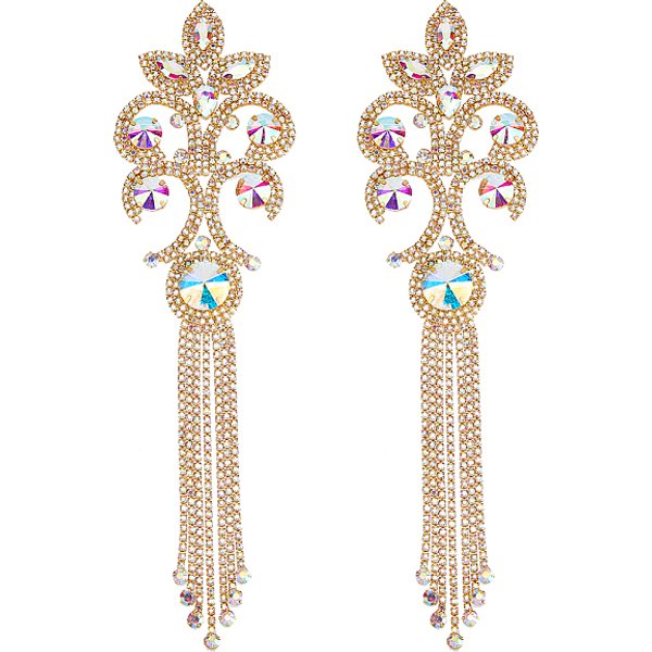 2 StüCk Strass-Kleidungsdekorationen, Mit Messing Und Eisen ZubehöR, Blume, Golden, 270X74X10.5 Mm-image