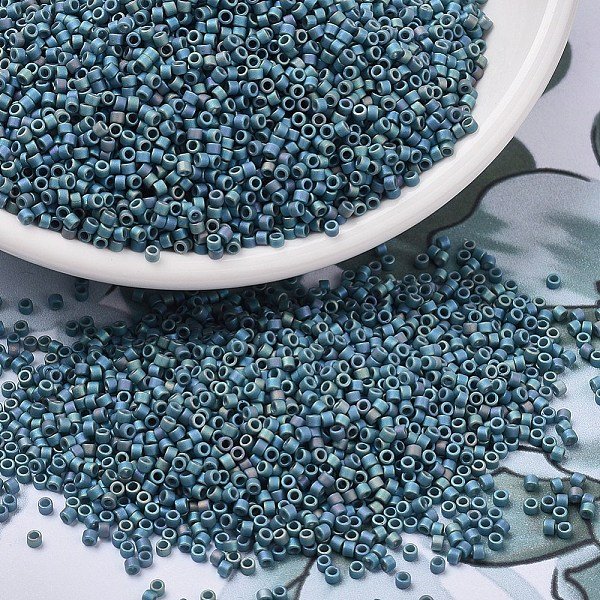 Miyuki Delica Beads, Cylinder, Japanese Seed Beads, 11/0, (DB2316) Matte Opaque Glazed Moody Blue Ab, 1.3X1.6Mm, Hole: 0.8Mm, About 2000Pcs/10G-image