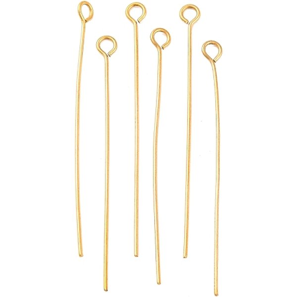 ÉPingles à œIl En Acier Inoxydable 304 Avec Placage Ionique (Ip), Or, 40Mm, Trou: 1.9X2Mm, Pin: 0.6 Mm-image