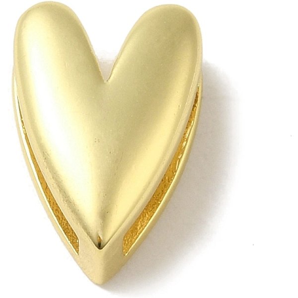 Acumular cuentas de latón chapado, sin plomo y cadmio, Plateado de larga duración, corazón, real 18k chapado en oro, 15x10x7mm, agujero: 12.5x3 mm