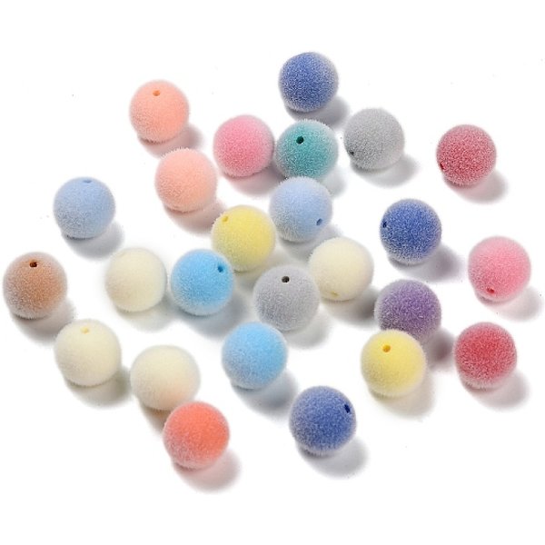 Flockige, Undurchsichtige Acrylperlen, Runde, Mischfarbe, 16 Mm, Bohrung: 2 Mm-image