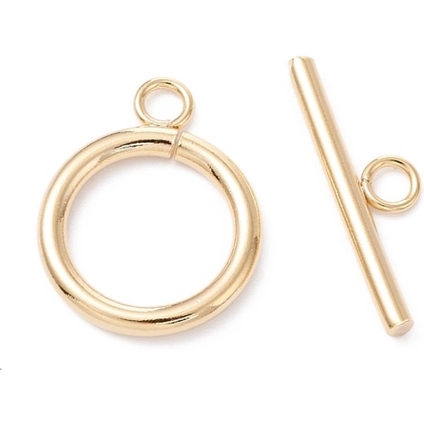 304 Stainless Steel Toggle Clasps, Real 18K Gold Plated, Ring: 23X18X2.5Mm, Hole: 3Mm, Bar: 25X7.5X2.5Mm, Hole: 3Mm-image