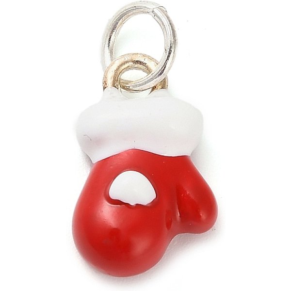 Christmas Themes Alloy Enamel Pendants, With Jump Ring, Gloves, 17.5X11X6Mm, Hole: 5Mm-image