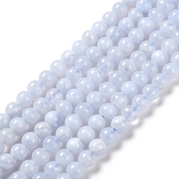 Grade Aa Natural Blue Lace Agate Beads Strands, Round, 4Mm, Hole: 1Mm, About 98Pcs/Strand, 15.3 Inch-image