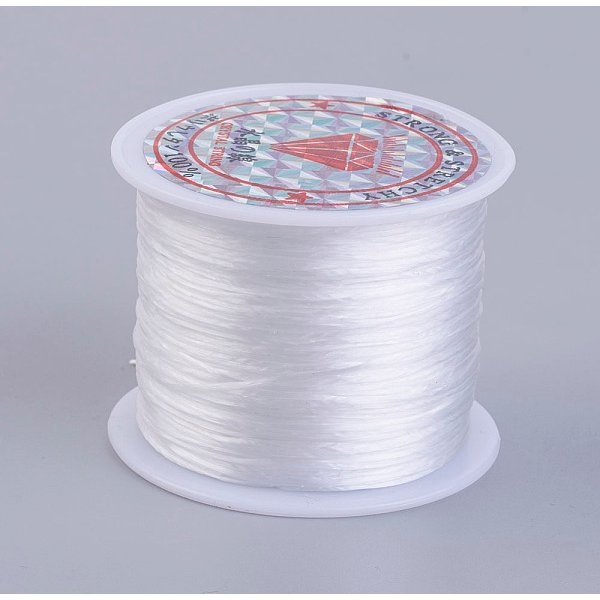 ChaîNe De Cristal éLastique Plat, Fil De Perles éLastique, Pour La Fabrication De Bracelets éLastiques, Blanc, 0.5Mm, Environ 49.21 Yards (45 M)/Rouleau-image