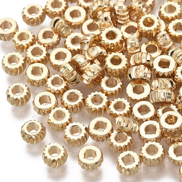 Messing Perlen, Nickelfrei, Rondell, Twist, Echtes 18K Vergoldet, 3X1.5 Mm, Bohrung: 1.2 Mm-image