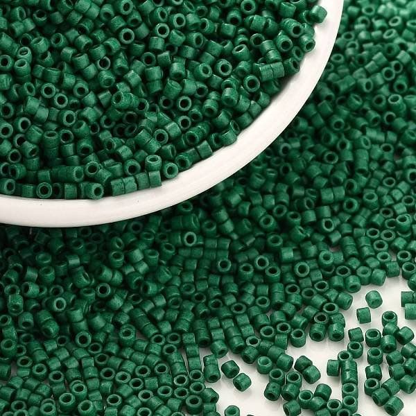 ZylinderföRmige Saatperlen, Gefrosteten Farben, Einheitliche GrößE, GrüN, 2X1.3-1.5 Mm, Bohrung: 0.8-1 Mm, Ca. 888 Stk. / 10 G-image