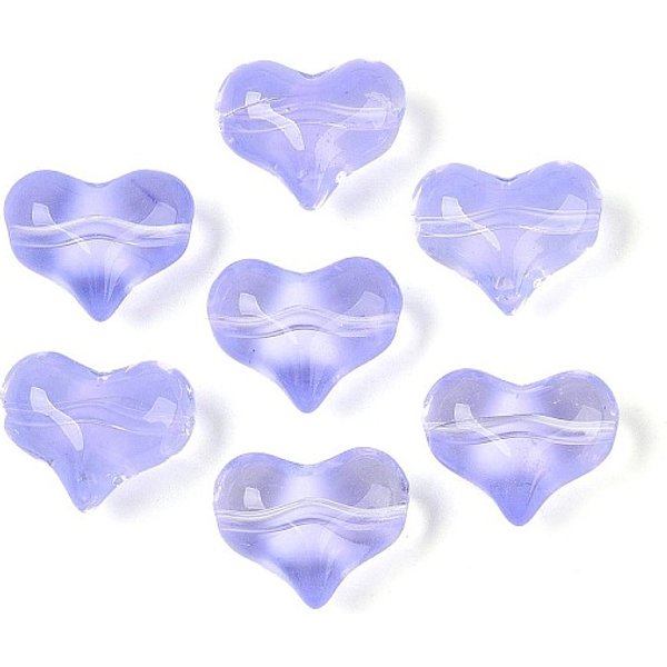 Abalorios De Vidrio Transparentes, CorazóN, Azul Pizarra Medio, 14X17X9Mm, Agujero: 1.4 Mm, Aproximamente 460 Unidades / 1000 G-image