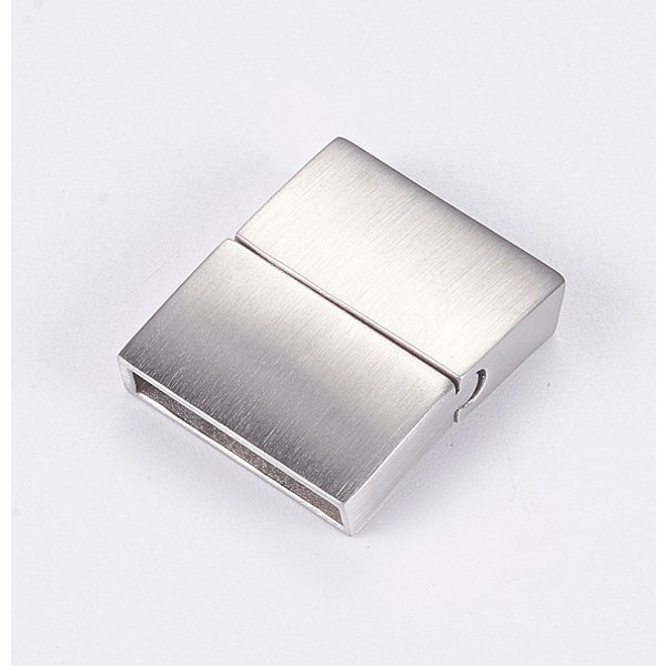 AnlaufgeschüTzte MagnetverschlüSse Aus Edelstahl 304 Mit Einklebbaren Enden, Matt, Rechteck, Edelstahl Farbe, 20.5X16.5X4.5 Mm, Bohrung: 2.8X15 Mm-image