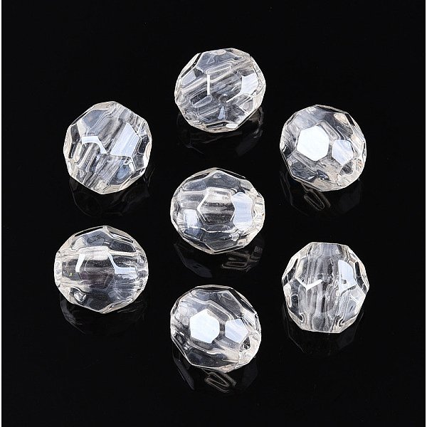 Transparent Acrylic Beads, Barrel, Faceted(32 Faceted), Clear, 10X10Mm, Hole: 3Mm-image