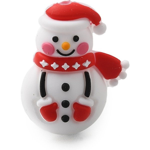 Silikon-Fokalperlen Zum Thema Weihnachten, Diy Halsketten Machen, Weiß, Schneemann, 30X23X16.5 Mm, Bohrung: 2 Mm-image