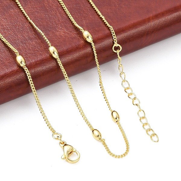 Collar de cadena satélite de latón para mujer., sin plomo y cadmio, real 18k chapado en oro, 17.56 pulgada (44.6 cm)