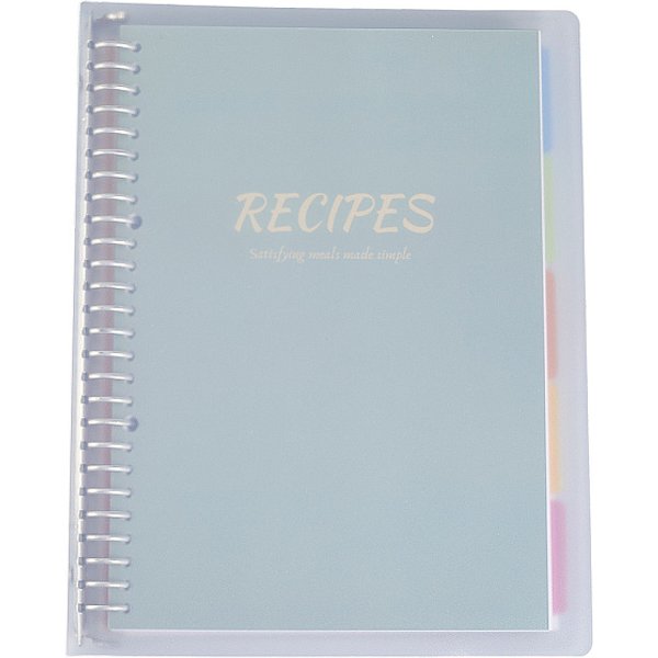 Rectangle Plastic Blank Recipe Notebook, Removable Hardcover Recipe Journal Book Binder with Inner Page, Dark Sea Green, 275x215x26mm