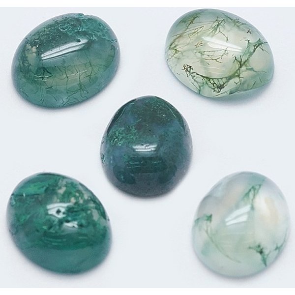 Naturali Muschio Agata Cabochon, Ovale, 10X8X4Mm-image