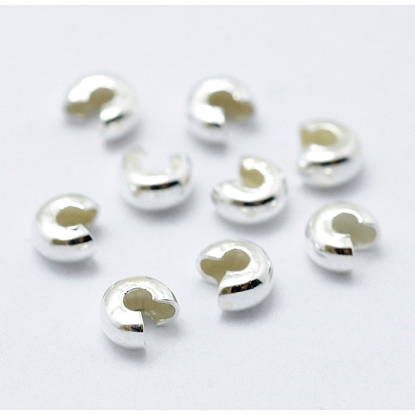 925 Sterling Silver Crimp Beads Cover, Silver, 4Mm-image