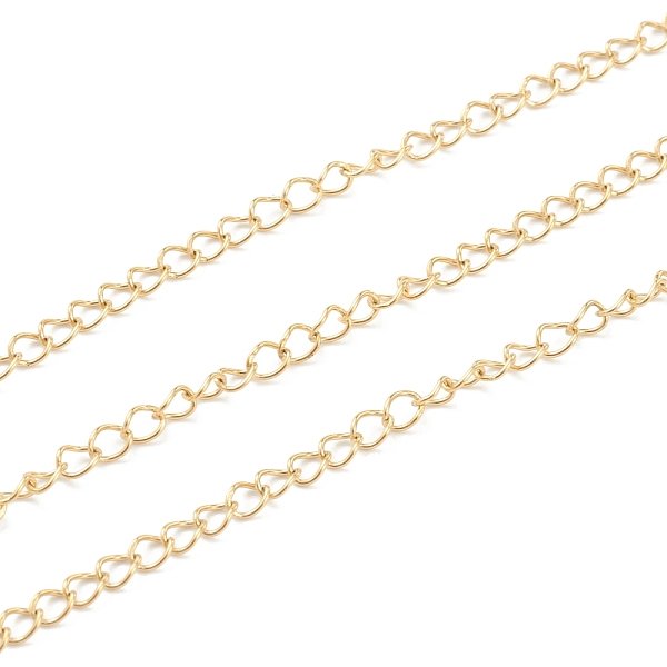 Pvd Vacuum Plating 304 Stainless Steel Curb Chain, Soldered, With Spool,, Golden, 4X3X0.5Mm, 82 Feet(25M)/Roll-image