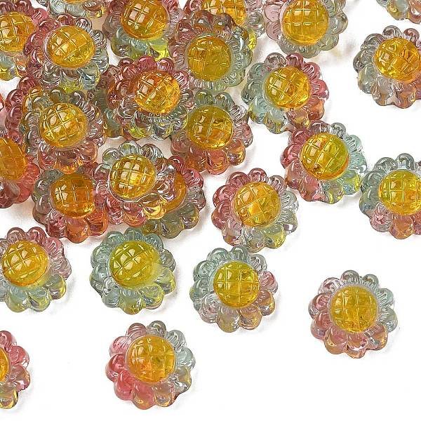 Perles De RéSine Translucide, Tournesol, Avec L'éMail, Deux Tons, Hologramme, Rouge, 12X6Mm, Trou: 2Mm-image