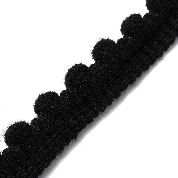 Lacci In Poliestere, Bordo Singolo Con Rifinitura A Pallina Di Pon Pon, Accessori D'abbigliamento , Nero, 3/8 Pollice (11 Mm)-image